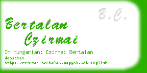 bertalan czirmai business card
